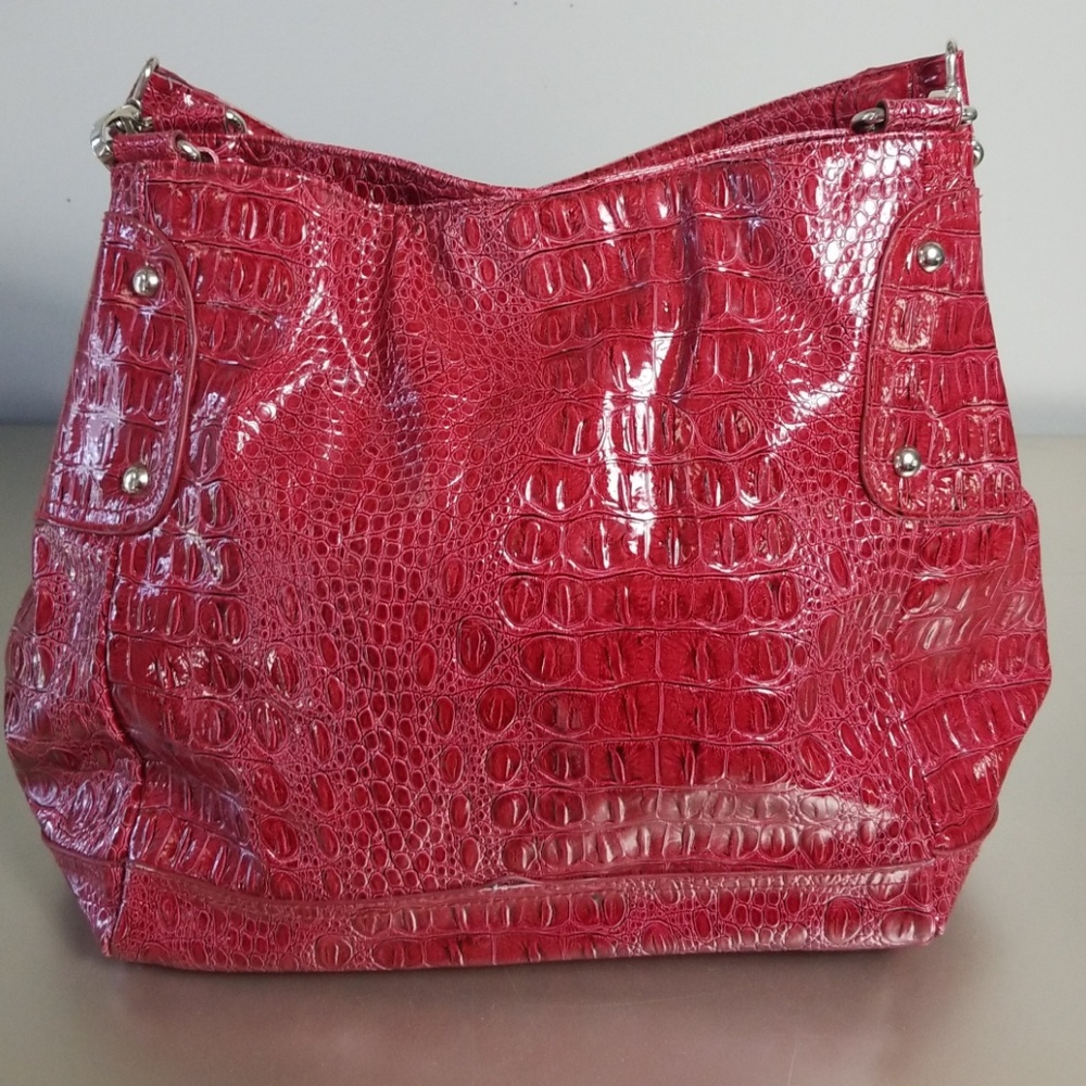 Sag Harbor red faux crocodile purse